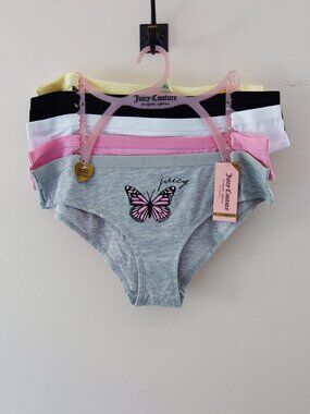 Juicy Couture 5-Pack Soft Stretchy Cotton Cheeky Panties Butterfly Pink (XL) NWT